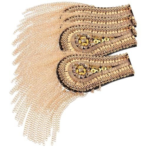 Housoutil 4 Stück Schulterschmuck epauletten Schulterabzeichen Schulterinsignien Schulterklappen-Abzeichen schicke Quasten-Schulterklappen Schulterklappen mit Quaste Kostümzubehör Stoff von Housoutil