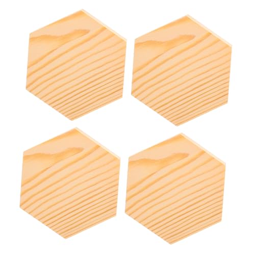 Housoutil 4 Stück Teiliges Sechseckige Unbearbeitete Holzscheiben aus Kiefernholz Breit Glatte Oberfläche zum Basteln Bemalen und DIY Deko Robust und Formstabil von Housoutil
