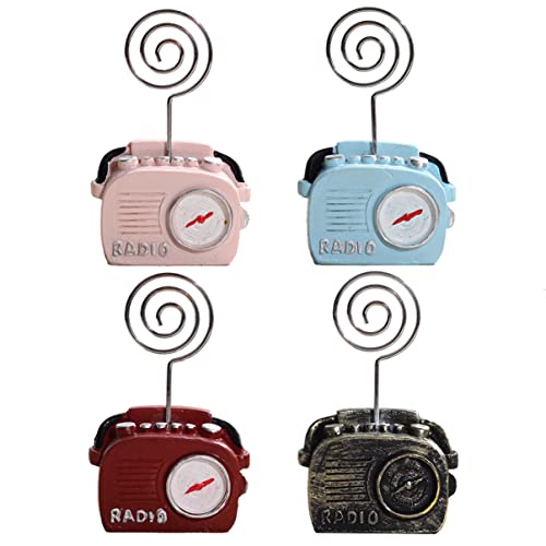 Housoutil 4 Stück Vintage Telefon Radio Foto Clips Retro Notizen Halter für Schreibtisch Dekoration Umweltfreundliche Harzmaterialien für Studenten und Bürobedarf von Housoutil
