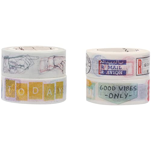 Housoutil 4 Stück Washi Tapes Dekorative Klebebänder für Diy Projekte und Scrapbooking Praktische Etiketten Leicht und Einfach zu Zerreißen für Büro und Freizeit von Housoutil