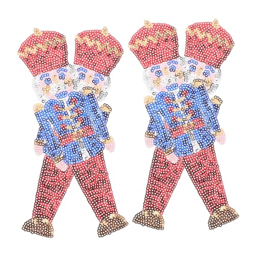Housoutil 4 Stück Weihnachts Hu Tchen Patches Bestickte Applikationen für Kleidung Hüte und Taschen mit Einzigartigem Design Bügelbar und Langlebig für Festliche Dekorationen von Housoutil