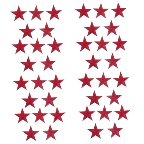 Housoutil 40 Stck. Rote Fünfzackige Stern Aufnäher zum Aufbügeln Kleine DIY Stickerei Patches für Kleidung T Shirts Jeans Röcke Selbstklebende Textilflicken für Kreative Reparatur und von Housoutil