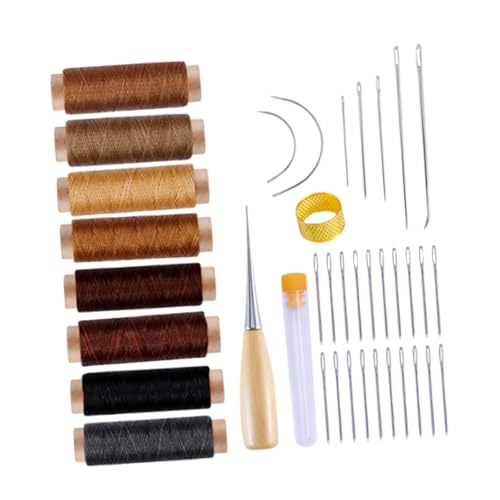 Housoutil 40 Stück Lederreparaturwerkzeuge Stich - Und Thread -kit Produkt Zubehör Basic Handwerk Handnähnadel Aus Leder Lederschnur Aus Gewachstem Faden von Housoutil