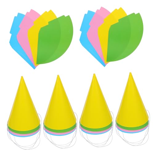 Housoutil 40 Stück Partyhut für Kinderhüdparty Gunst Mini-Geburtstagsmütze aus Papier Farbige Partyhüte Alles Gute zum Geburtstag Hut Geburtstagshut lustig Hüte für Papierhut von Housoutil