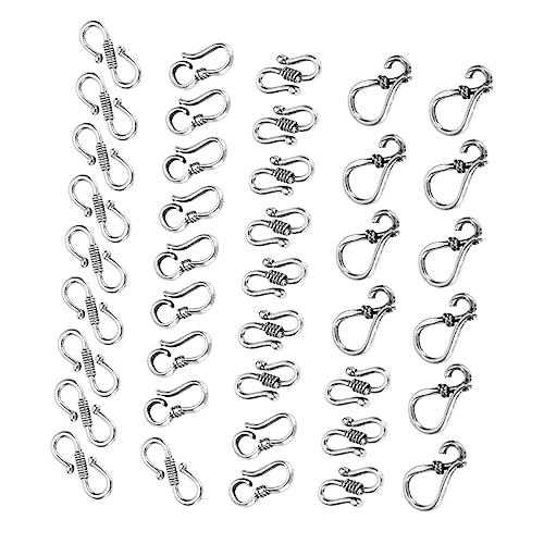 Housoutil 40 Stück Silberlegierung S Schnalle Gliederschnalle Form Schmuckverschlüsse Charms Halskette Silber Schlüssel Halskette Verschluss Halskette Verbinder Damen Haken Endverschluss von Housoutil