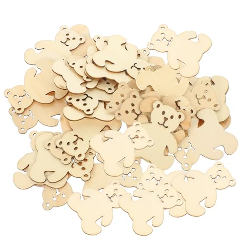 Housoutil 40 Stück Teiliges Holzscheiben in Bärform Unbehandelte Holzstücke für DIY Bastelprojekte Kreative Holzornamente für Partydeko Geschenkideen und Heimdekoration von Housoutil