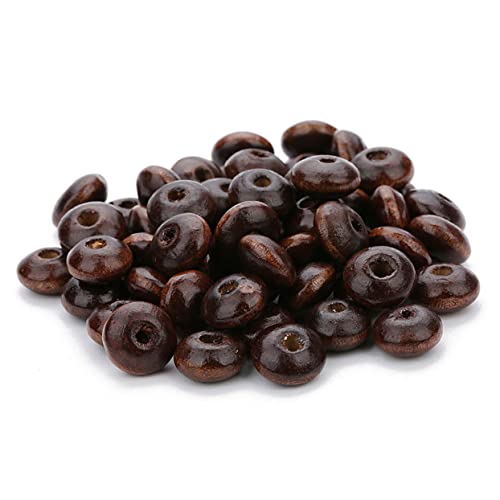 Housoutil 400 Stück Dicke Holzperlen Agate Flache Perlen Diy Abstandshalter Schmuckzubehör für Armband und Halskette Kaffee für Kreative Bastelprojekte von Housoutil