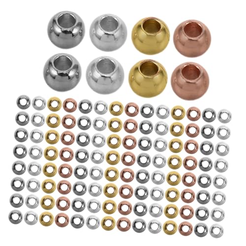 Housoutil 400 Stück Glatte Runde Metall Spacer Perlen Kleine Abstandsperlen mit Gold Weißgold Roségold Silber Mischfarben für DIY Schmuckherstellung Armband Halskette von Housoutil