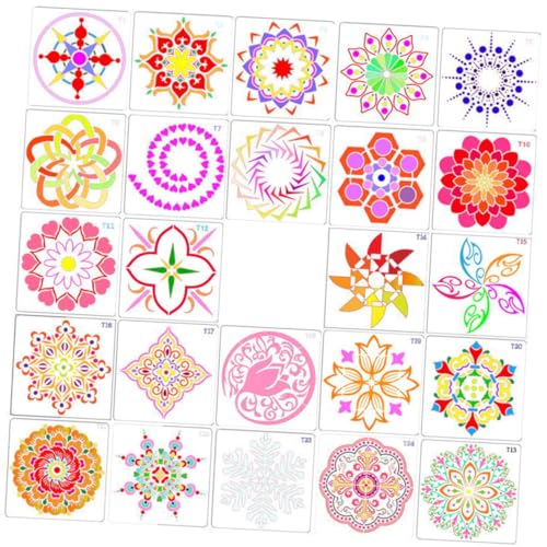Housoutil 44 Stück Mandala Schablonen Teiliges Diy Malerei Zubehör für Projekte Wiederverwendbare Malerschablonen für Wandgestaltung und Handarbeit für Kunstliebhaber und Bastler von Housoutil