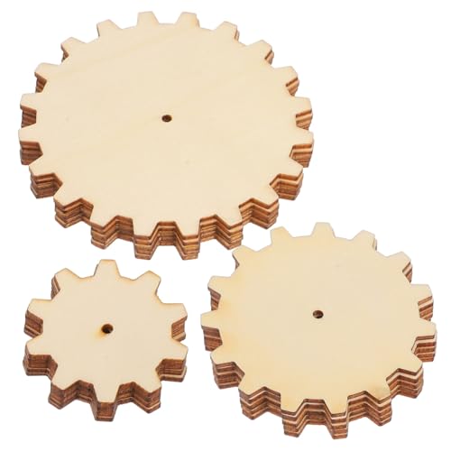 Housoutil 45 Stück Holzzahnradbaugruppen Holzzahnradausschnitte Holzscheibe Unbehandeltes Holzzahnrad Unbehandeltes Holzhandwerk Holzausschnitte Holzkreise Basteln von Housoutil