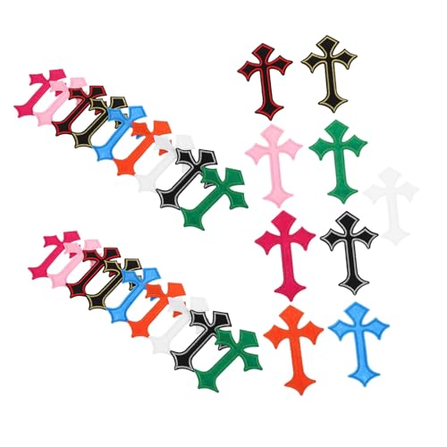 Housoutil 45 Stück Kreuz Patches Zum Aufnähen Gestickte Kreuz Patches Weihnachtsapplikationen Für Kleidung Für Hüte Stickmuster Dekor Für Jeans von Housoutil