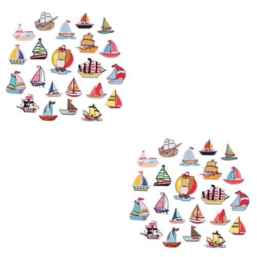 Housoutil 46 Stck. Teiliges Bestickte Aufnäher Segelboot Selbstklebende Stoffpatches Cartoon Applikationen zum Aufbügeln Vielseitige Textilaccessoires für Kleidung Taschen Jacken und von Housoutil