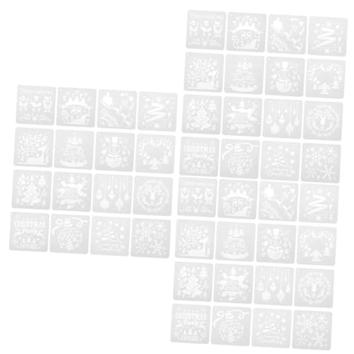 Housoutil 48 Stück Teiliges Weihnachts Schablonen Pet Wiederverwendbar Glatte Kanten zum Malen von Wand Möbel Fenster Scrapbooking Geschenkkarte Diy Deko für Zuhause und Schule von Housoutil