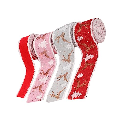 Housoutil 4Rollen Weihnachtsbänder Mit Festlichem Muster Dekoratives Geschenkband Für Weihnachten Schleifen Knoten Verpackungsband Für DIY Projekte Und Festliche von Housoutil
