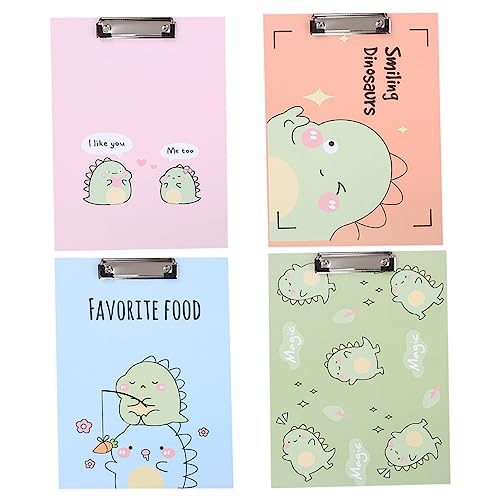 Housoutil 4Stücke Cartoon Clipboard Multifunktionale Schreibmappe mit Papierhalter für Büro und Schule Grün Orange Robustes und Design von Housoutil