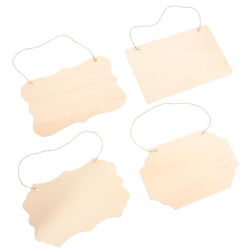 Housoutil 4Stücke Leere Holzschilder für DIY Unvollendete Hänge Hochwertigem Holz zum Basteln Personalisierbar für Haustiere mit Hanfseil zum Einfachen Aufhängen von Housoutil
