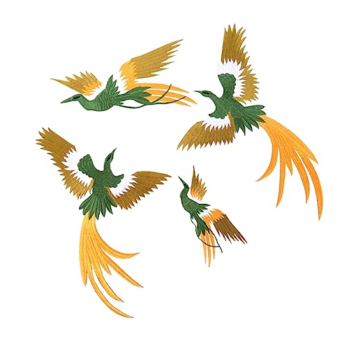 Housoutil 4Stücke Phoenix Stickerei Nähpflaster Appliques DIY Zubehör für Kleidung Cheongsam Taschen Hochwertige Langlebige und Farbechte Patches Schönem Design von Housoutil
