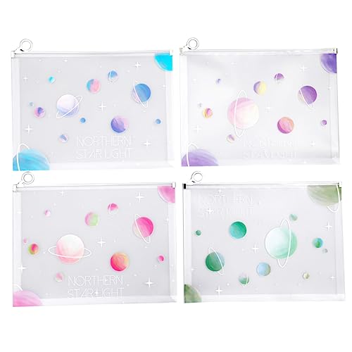 Housoutil 4Stücke Zipper Datei Wasserdichte und Transparente Aktenbeutel für Schule Büro und Reisen Leichtes und Langlebiges Material Designs von Housoutil