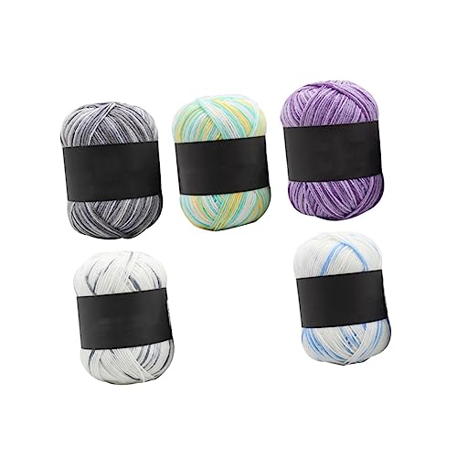 Housoutil 5 Rollen Baumwollgarn häkeln Strickwolle Handstrickgarn Faden mehrfarbiges Garn Baumwolle Gradientengarn Schüttgut Garn zum Stricken Wollstrickgarn klobig knitting wool Häkelgarn von Housoutil