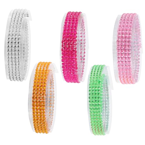 Housoutil 5 Rollen Diamantband Bling Strassband Herstellung Juwelen Basteln Sammelalbum Groß Kunsthandwerk Klebeband Strasskleber Diy Strass-streifen-klebeband Acryl von Housoutil
