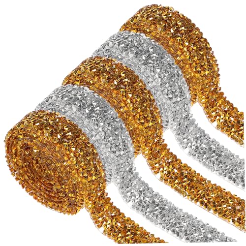 Housoutil 5 Rollen Klebstoff Papierband breites Band zum Einwickeln Dekorationen Falten grünes Band Hotfix hochzeitsdeko wedding decoration Strassbandbänder Strassband selbstklebend Plastik von Housoutil