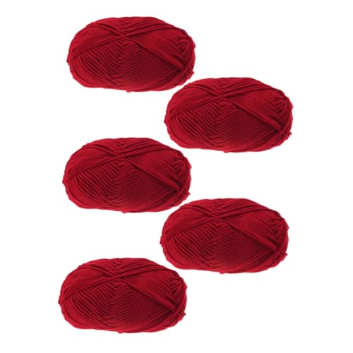 Housoutil 5 Rollen Milch-baumwoll-garn Baumwollkordel Stricken Baumwollgarn Zum Stricken Strickgarn Häkelgarn Zum Häkeln Weiches Garn Makramee-schnur Garn Masse Webgarn Rot Baumwolle von Housoutil