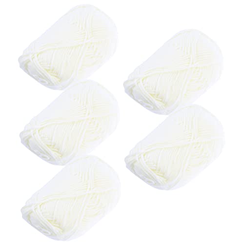 Housoutil 5 Rollen Milch-baumwoll-garn Vielfältig Schüttgut Häkeln Klobig Stricken Häkelgarn Schal Baumwollgarn Professionelles Baumwollgarn Angenehmes Baumwollgarn Beige Baumwolle von Housoutil