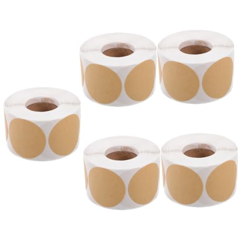Housoutil 5 Rollen Runde Selbstklebende Leere Klebeetiketten für Namensschilder Kerzengläser und Klassifizierung Vielseitige Geschenketiketten für Verschiedene Anwendungen von Housoutil