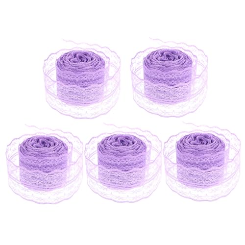 Housoutil 5 Rollen Spitzenbänder Zum Basteln Geschenkband Geschenkband Dekoband Bindebänder Band Zum Blumenstraußverpacken Hochzeitsbänder Polyestergarn Lavendel von Housoutil