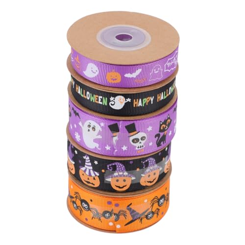 Housoutil 5 Rollen Teiliges Halloween Geschenkband Bedruckte Dekobänder in Verschiedenen Farben Geschenkverpackungsbänder für DIY Party und Geschenkdekorationen Housoutil 5 Rollen Teiliges Halloween Geschenkband Bedruckte Dekobänder in Verschiedenen Farben Geschenkverpackungsbänder für DIY Party und Geschenkdekorationen von Housoutil