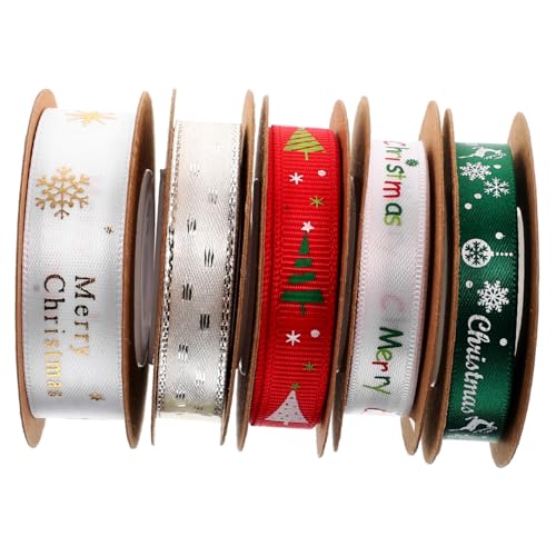 Housoutil 5 Rollen Weihnachtsband Geschenkband aus Hochwertigem Polyester Weihnachtliches Design Vielseitig zum Verpacken Basteln Dekorieren Geschenkband Weihnachten Housoutil 5 Rollen Weihnachtsband Geschenkband aus Hochwertigem Polyester Weihnachtliches Design Vielseitig zum Verpacken Basteln Dekorieren Geschenkband Weihnachten von Housoutil
