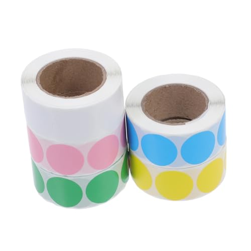 Housoutil 5 Rollen selbstklebendes Etikettenpapier Thermalaufkleber farbige Etiketten bunt ziehen um Farbdot -Aufkleber kreis aufkleber Runde Etiketten Thermoselbstklebendes Papier von Housoutil