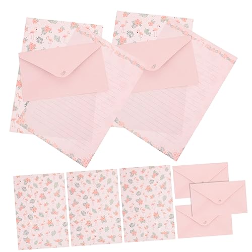 Housoutil 5 Sätze Blumen Tierbuchstaben Papier Set süßes Briefpapier Blumen- dekorativ briefumschläge Vintage-Papier und Umschläge Briefpapiere Briefpapier für Briefe Briefumschlag Rosa von Housoutil