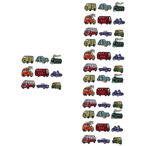 Housoutil 5 Sätze Cartoon -autoaufkleber Tuch Flecken Form Kleidung An Applikation Aufnähen Dekorative Nähflicken Patches Nähen Stickaufnäher Aufnähen Kleiderflicken Baumwolle 9 Stück * 5 von Housoutil