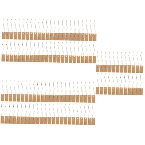 Housoutil 5 Sätze Elastisches Seiletikett Für Handwerksschilds Etiketten Hängendes, Aufgereihtes Etikett Gold Schlüssel Einzelhandel Schmuck Karten Hellbraun Kraftpapier 100 Stück * 5 von Housoutil