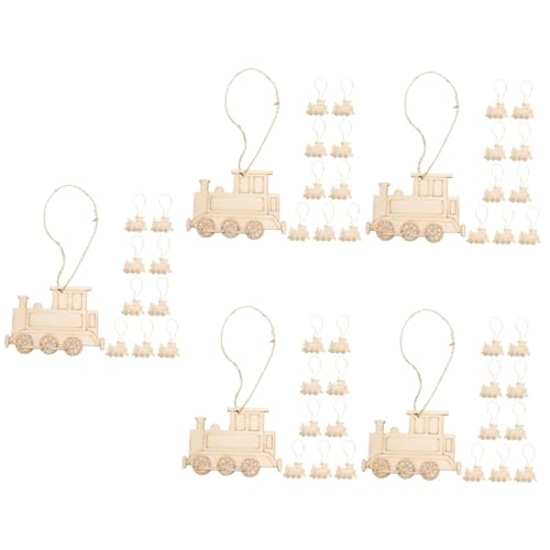Housoutil 5 Sätze Holz Dekorationen Zugkopf Form Unvollendete Holzscheiben Für Diy Projekte Bastelmaterialien Für Kreationen Und Dekorationen 10 Stück * 5 von Housoutil