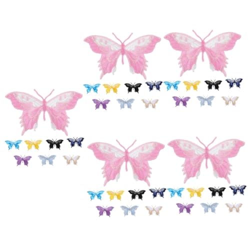 Housoutil 5 Sätze Schmetterlings-stickpatch Hochzeit Schmetterling Dekorationen Bestickt Nähen Schmetterlingsapplikation Schmetterlingsflecken Stickerei Schmetterlinge Stoff 8 Stück * 5 von Housoutil