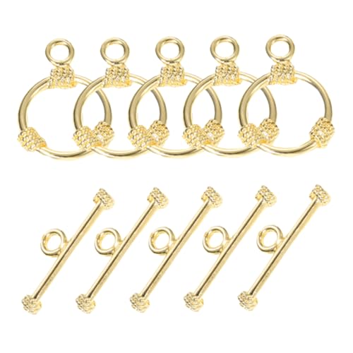 Housoutil 5 Sätze Werkzeug zur Herstellung von Armbändern ringschnalle schmuckherstellung verbinder Haken Schließe Halskette Verbindungsverschluss Armband Knebelverschluss Kupfer Golden von Housoutil