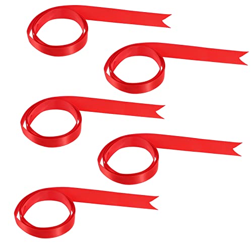 Housoutil 5 Stück Abschlussband Satinband Satinbänder Schärpe Grünes Band Blau Gekräuselt Mintfarbenes, Transparentes Organzaband Haarbänder Party Farbig Schwarzes Band Polyester Rot von Housoutil
