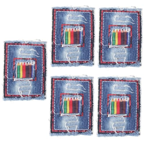 Housoutil 5 Stück Aufbügelbarer Jeans Patch Gestickter Denim Flicken zum Aufnähen DIY Reparatur Patch für Jeans und Kleidung Stark Haftend Einfach zu Verwenden für Bastelprojekte von Housoutil