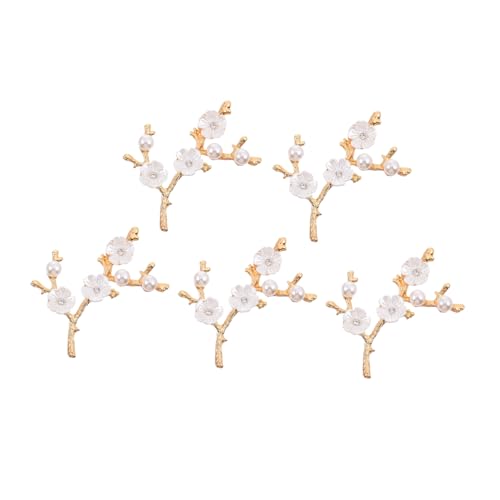 Housoutil 5 Stück Diy Perlen Zweige Legierung für Hochzeitsdeko Blumenzweige für Haarschmuck Taschen und Bastelprojekte Umweltfreundliches Material für Langlebige Verwendung von Housoutil