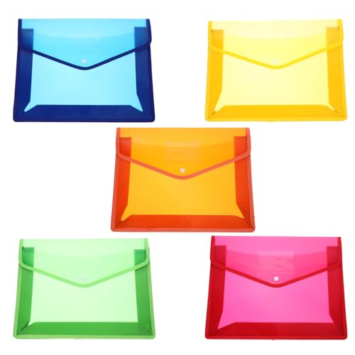 Housoutil 5 Stück Dokumentenmappe Teilig Transparente Ordner mit Druckknopf und Reißfest Vielseitig für Büro Schule und Reisen für Dokumentenorganisation von Housoutil