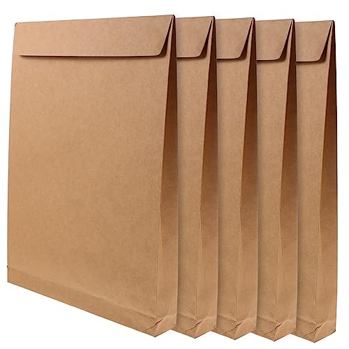 Housoutil 5 Stück Dokumententasche aus Kraftpapier Büro Datei fünf dokumentieren Kleine Verpackungsbeutel Geschenktüten aus braunem Papier Umschlag Aktentasche Light Brown von Housoutil