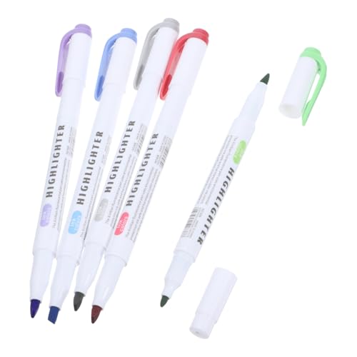 Housoutil 5 Stück Farbige Markierungen Farbstift Textmarker Markierstifte Mit Doppelbürste Markierungen Mit Doppelter Spitze Marker Mit Doppelspitze Mehrfarbige Stifte Farbiger Stift Plastik von Housoutil