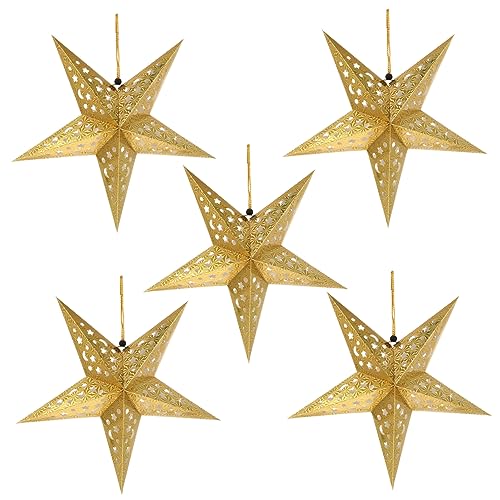 Housoutil 5 Stück Goldene Deckenleuchte Bling- Led-Deckenleuchte Sternförmige Papierleuchte Papierlampenschirm Stern-Papierlaternen Hängelampe Zubehör Schirm Mit Lichtern Housoutil 5 Stück Goldene Deckenleuchte Bling- Led-Deckenleuchte Sternförmige Papierleuchte Papierlampenschirm Stern-Papierlaternen Hängelampe Zubehör Schirm Mit Lichtern von Housoutil