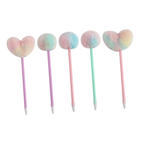Housoutil 5 Stück Haarball Buchhaltungsstift Pom Textmarker Weißer Gelstift Wasserfest Bunter Stift Gel Tintenstifte Süßes Briefpapier Stylus Löschbarer Stift Kugelschreiber von Housoutil