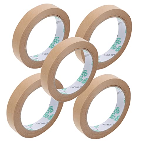 Housoutil 5 Stück Klebeband aus Kraftpapier Sammelklebeband Gummi klebrig Dichtungsband Klebstoff packing tape paketband papierklebeband packklebeband selbstklebendes Kraftband Kraftbänder von Housoutil
