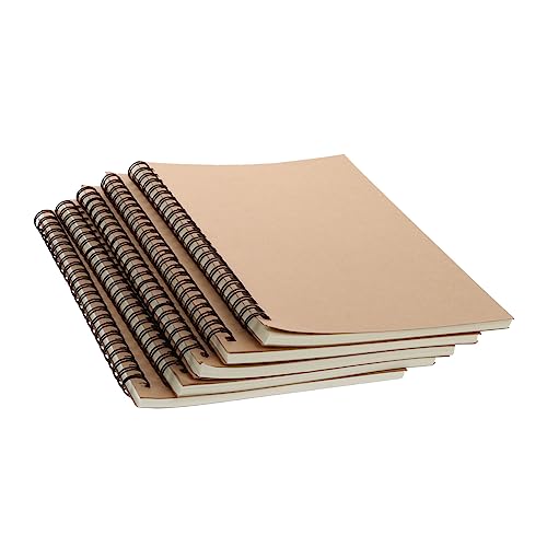 Housoutil 5 Stück Kraftpapier Spiralnotizbuch Set mit Praktische Reisetagebücher Handbücher Doppelspiralige Technologie Dickes Papier für Einfaches Schreiben und Zeichnen von Housoutil