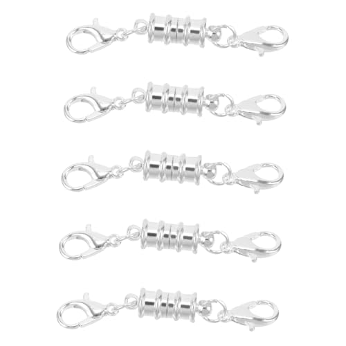 Housoutil 5 Stück Magnetschnalle mit Kupferstreifen Verschlüsse Armbänder schmuckverbinder Handgemachter Schmuck Kettenverschluss ersetzen Magnetverschluss für armband selber machen Silver von Housoutil