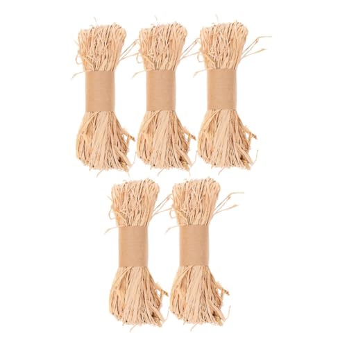 Housoutil 5 Stück Natürliche Raffia Bänder pro Bündel Robustes Bastband zum Floristik Basteln Geschenkverpackung Dekorativ und Flexibel für DIY Blumensträuße und Heimdeko von Housoutil